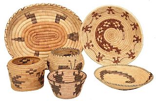Six Native American Baskets with Animal Figures