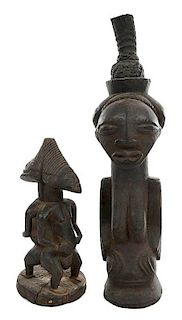 Two Carved Wood Luba Figures