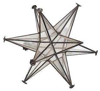 Large Glass Paneled Moravian Star Lantern