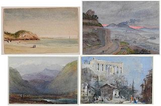 Collection of Four Miniature British Watercolors