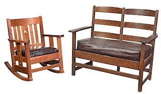 Limbert Double Settee With Rocking Chair