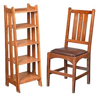 Two Stickley Furniture Items, Stand And Chair