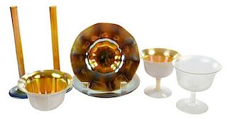 Eight Pieces Steuben Aurene Glass