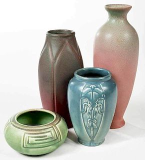 Three Rookwood Art Pottery Vases and One Bowl