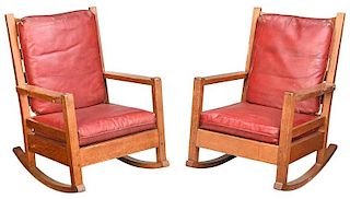 Attributed to Gustav Stickley Pair of Rockers