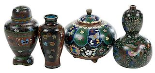 Four Miniature Chinese Cloisonne Vases