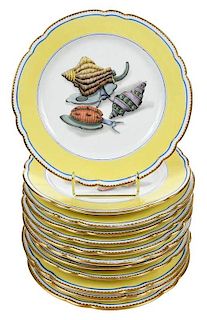 Set 12 Plates with Sea Shell Decoration