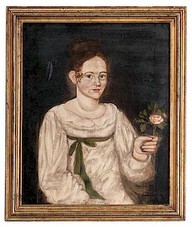 Folk Art Portrait of Catherine Reber, Lancaster, OH 