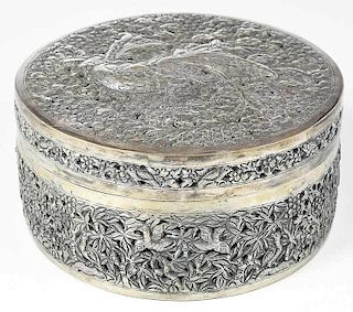 Persian Silver Covered Round Box