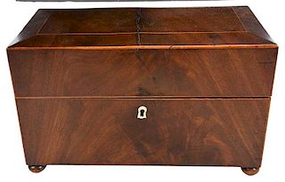 Mahogany Inlaid Fitted Box with Glass Decanters