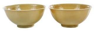 Pair of Chinese Porcelain Cafe Au Lait Bowls