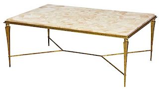 Italian Modern Gilt and Marble Veneer Table