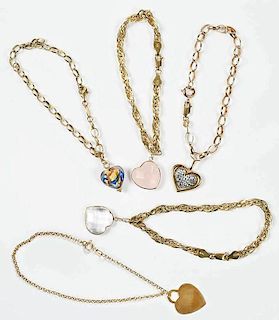 Five Gold Heart Bracelets