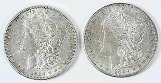 Two 1884-S Morgan Dollars