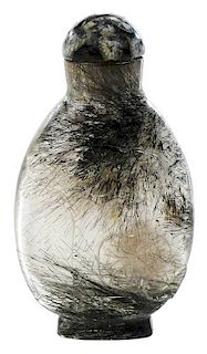 Chinese Carved Tourmelated Quartz Carved Snuff Bottle