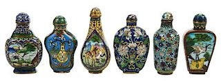 Six Chinese Cloisonne Snuff Bottles