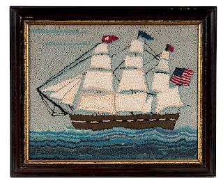 Clipper Ship Hooked Rug 