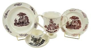 Five Pieces Decorated Tea Party Creamware