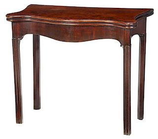 Chippendale Figured Mahogany Card Table
