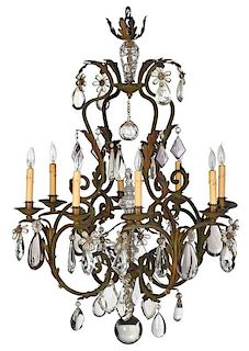 Venetian Style Wrought Iron Crystal Chandelier