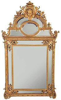 A Fine Louis XIV Style Gilt Mirror Framed Mirror