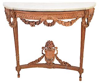 Louis XVI Carved Oak Wall Mounted Console