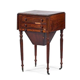 Federal Drop-Leaf Sewing Table with Inlay 