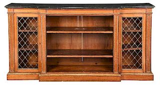 Regency Oak Grille Door Bookcase Cabinet
