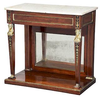 Egyptian Revival Brass Inlaid Pier Table