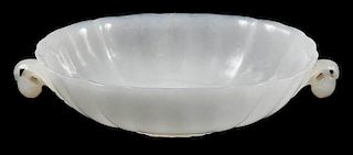 White Jade Mughal Style Carved Dish