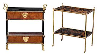 Two Brass, Gilt and Ebonized Side Tables