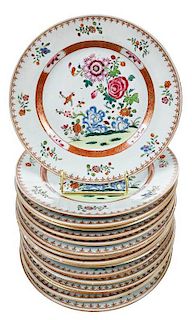 16 Chinese Export Famille Rose Plates