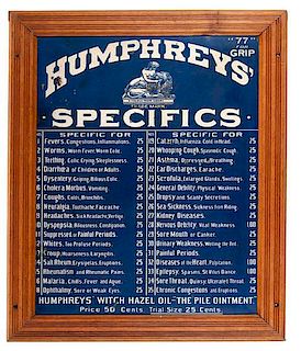 Humphreys' Specifics Advertising Sign 