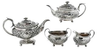 Four Piece English Silver Tea Service