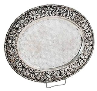 Large Sterling Repousse Tray