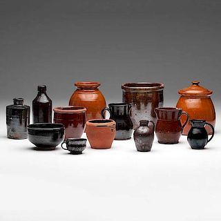 Large Group of Redware Pottery 