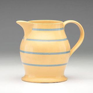 English Banded Yellow Ware Pitcher 