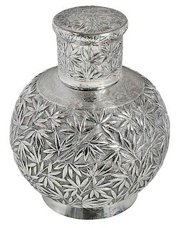 Chinese Export Silver Tea Caddy