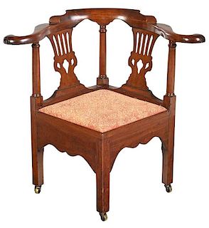American Chippendale Walnut Corner Chair