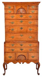 New Hampshire Queen Anne Maple High Chest