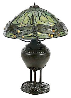 Tiffany Studios Bronze Dragon Fly Table Lamp