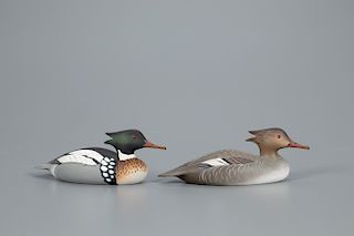 Miniature Red-Breasted Merganser Pair, Oliver Tuts Lawson (b. 1938)