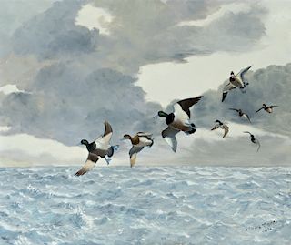 Lemuel T. Ward (1896-1984) Bluebills in Flight