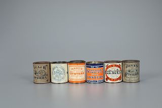 Six Small Oyster Tins, 