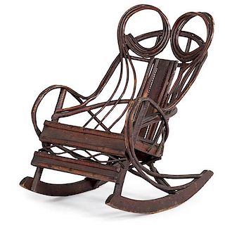 Child's Adirondack Twig Rocking Chair in Old Lacquer Finish 