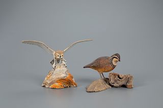 Great Horned Owl and Quail