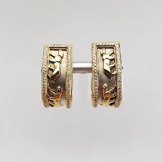 14K Gold & Diamond Cartier Style Panther Earrings