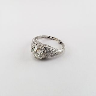 Antique Hand Designed Platinum & Diamond Ring