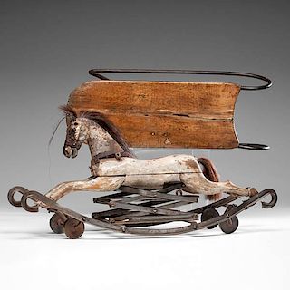 Painted Hobby Horse and Early Sled 