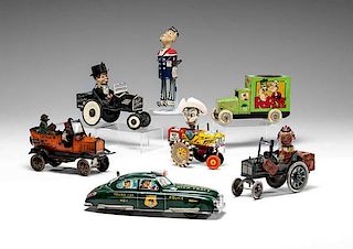 Fine Collection of Louis Marx and Popeye Mechanical Tin Toys 